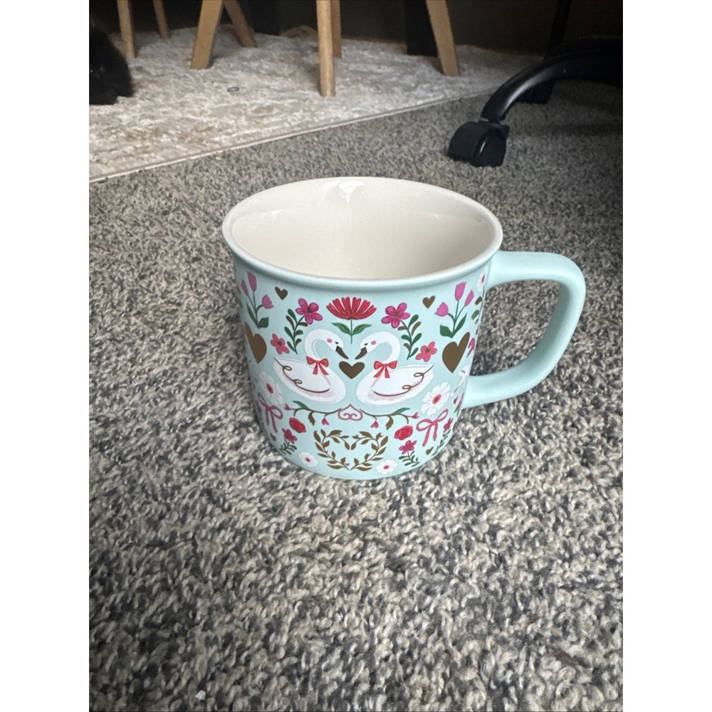 Clementine Swan Mug Light Blue Pink Spring Flowers Bows